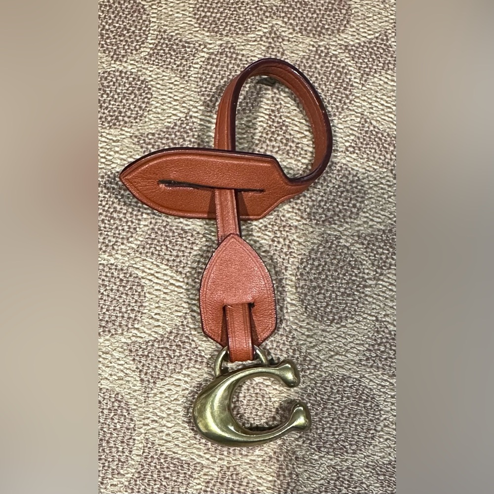 Coach Brown Leather Brass Bag Charm